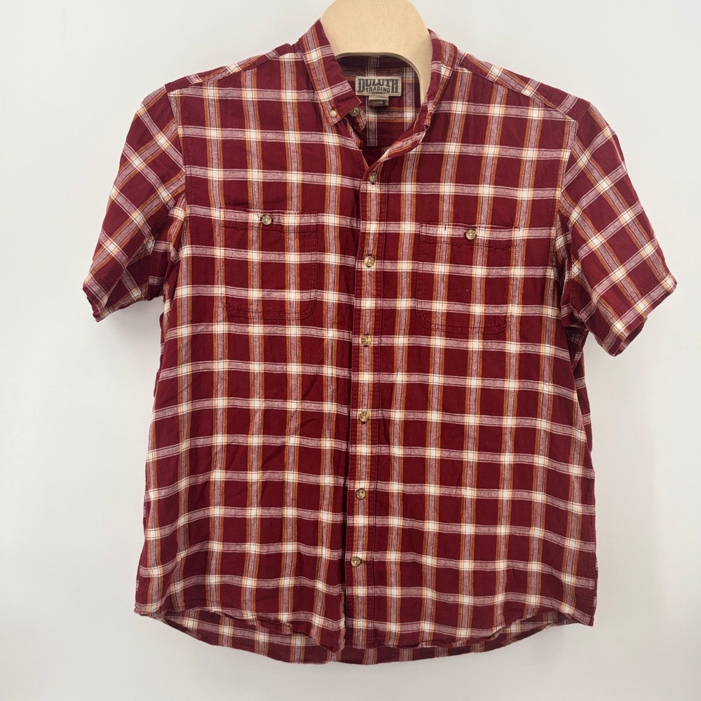 Duluth Trading Co Mens XL Hemp Organic Cotton‎ Plaid Short Sleeve Shirt 3237-30